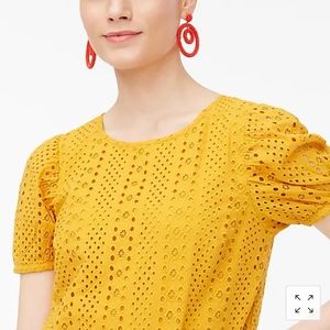J. Crew NWT gold eyelet top